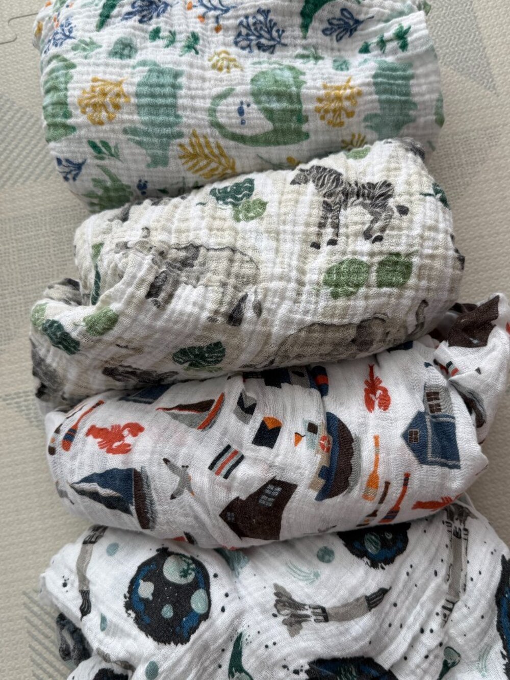 Bebe Au Lait muslin crib sheet bundle (space/nautical/jungle/dinosaur)